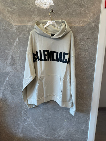 Balenciaga Oversized Logo Embroidered Hoodie in Light Gray