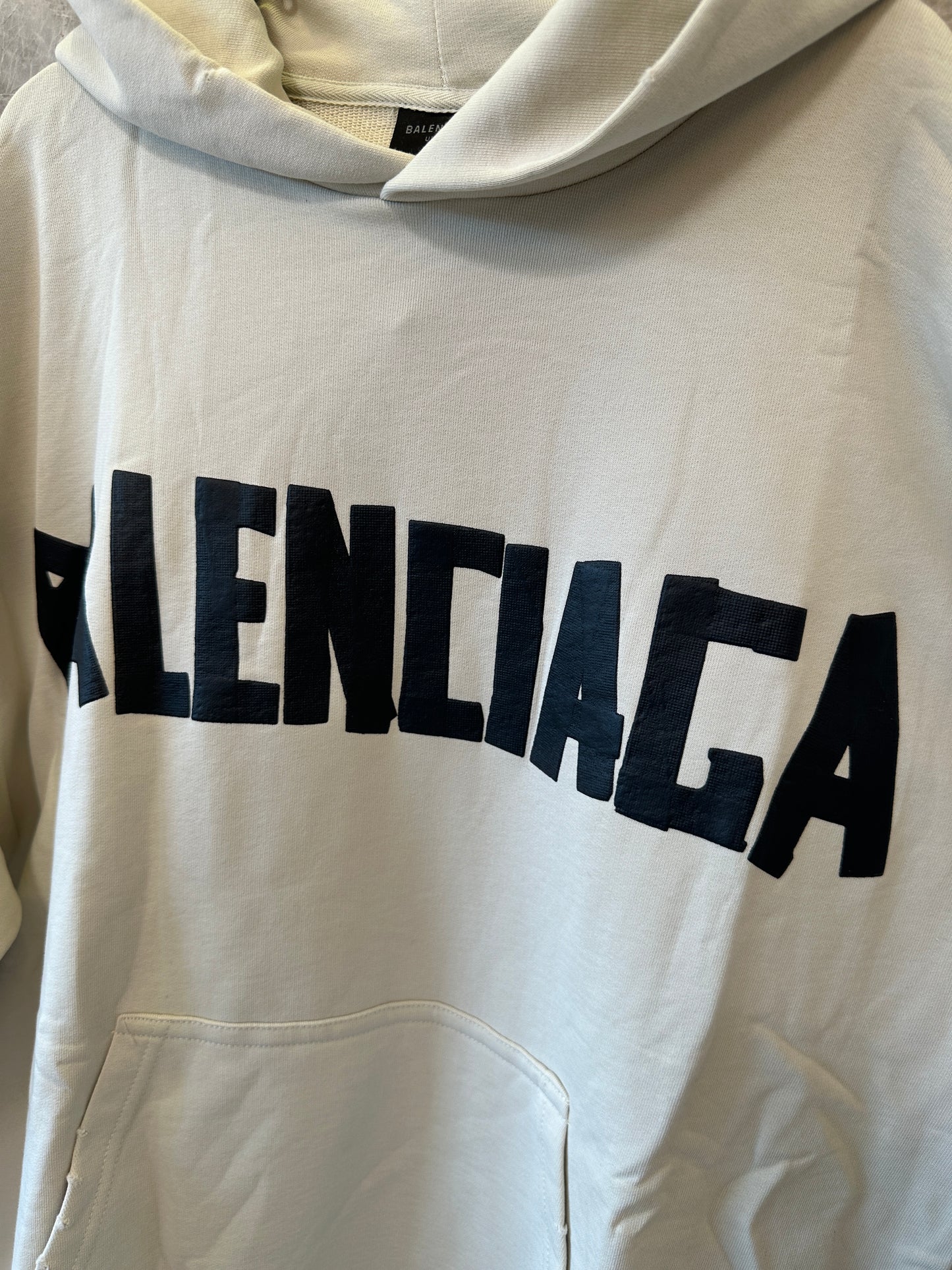 Balenciaga Oversized Logo Embroidered Hoodie in Light Gray