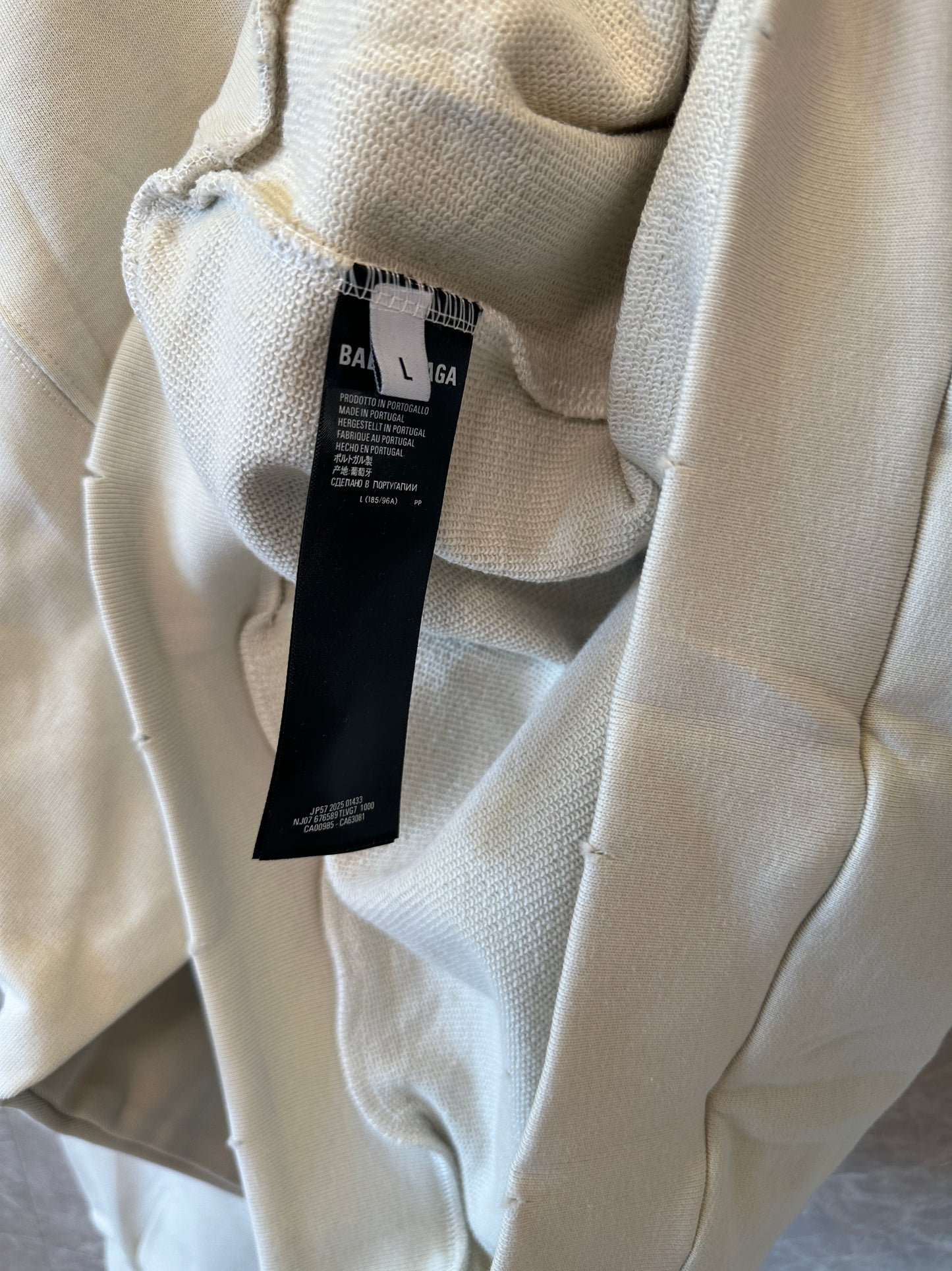 Balenciaga Oversized Logo Embroidered Hoodie in Light Gray