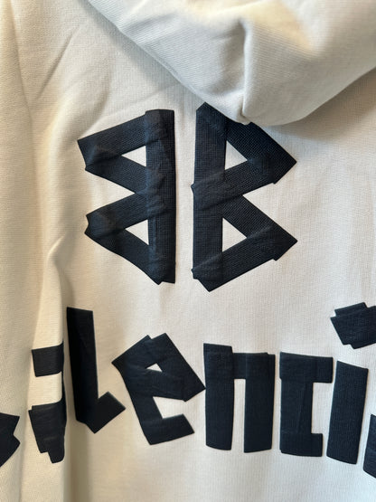 Balenciaga Oversized Logo Embroidered Hoodie in Light Gray