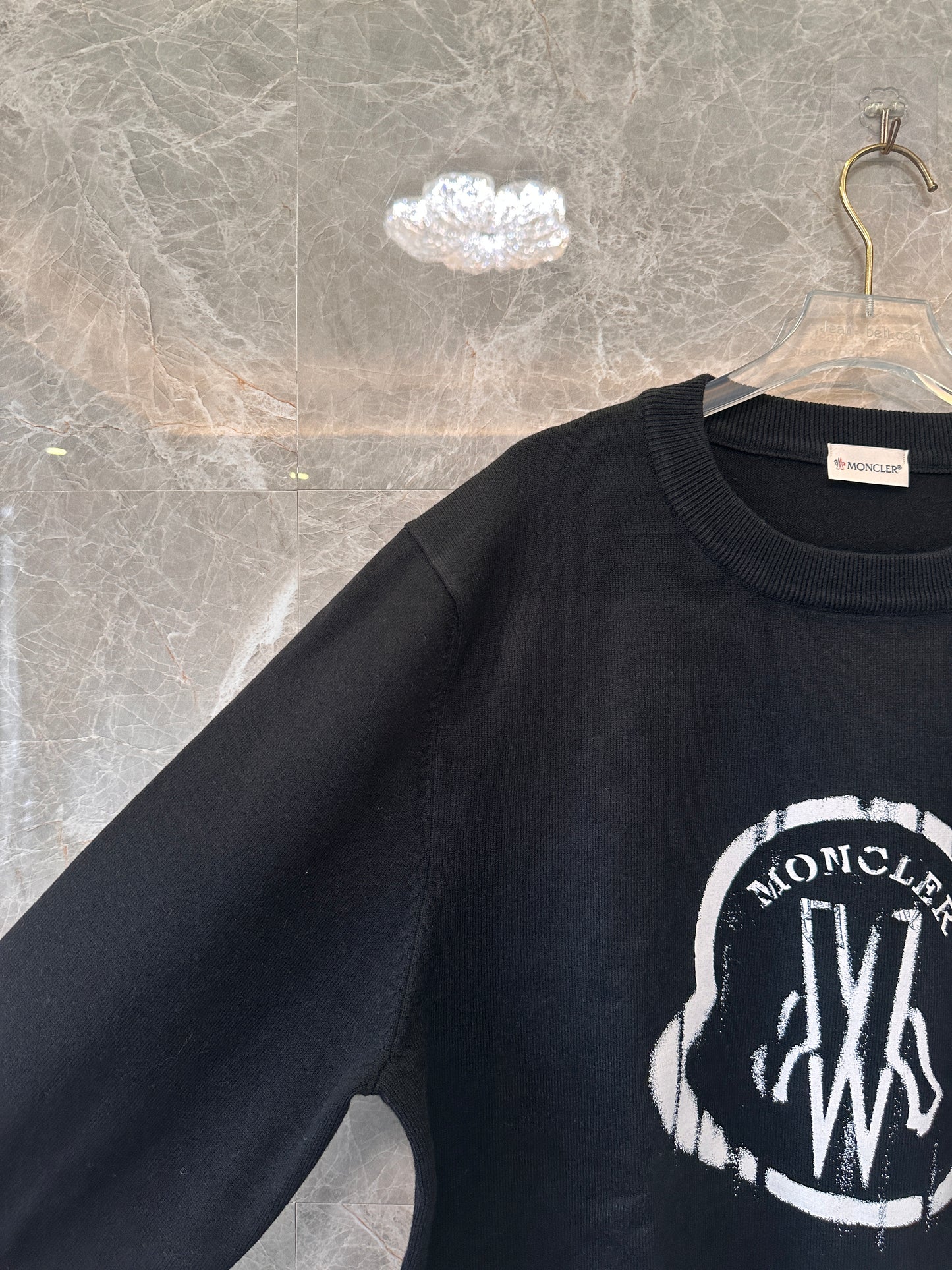 Moncler Classic Logo Print Black Knitted Sweater