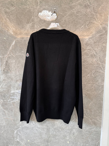 Moncler Classic Logo Print Black Knitted Sweater