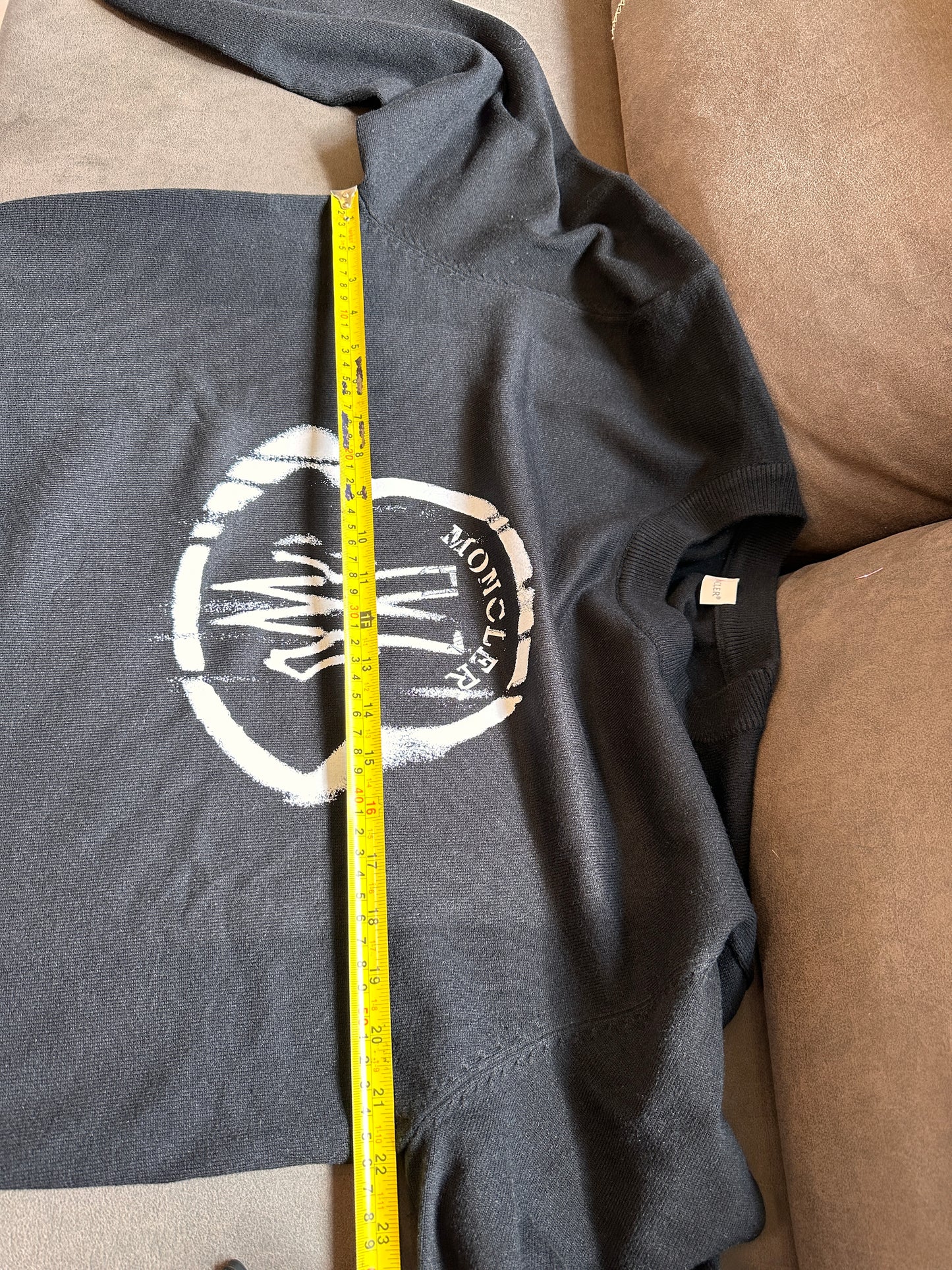 Moncler Classic Logo Print Black Knitted Sweater