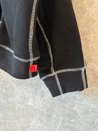 Supreme Contrast Stitch Logo Hoodie in Black