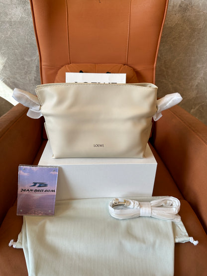 LOEWE Small Flamenco Clutch in Soft Calfskin – Cream White