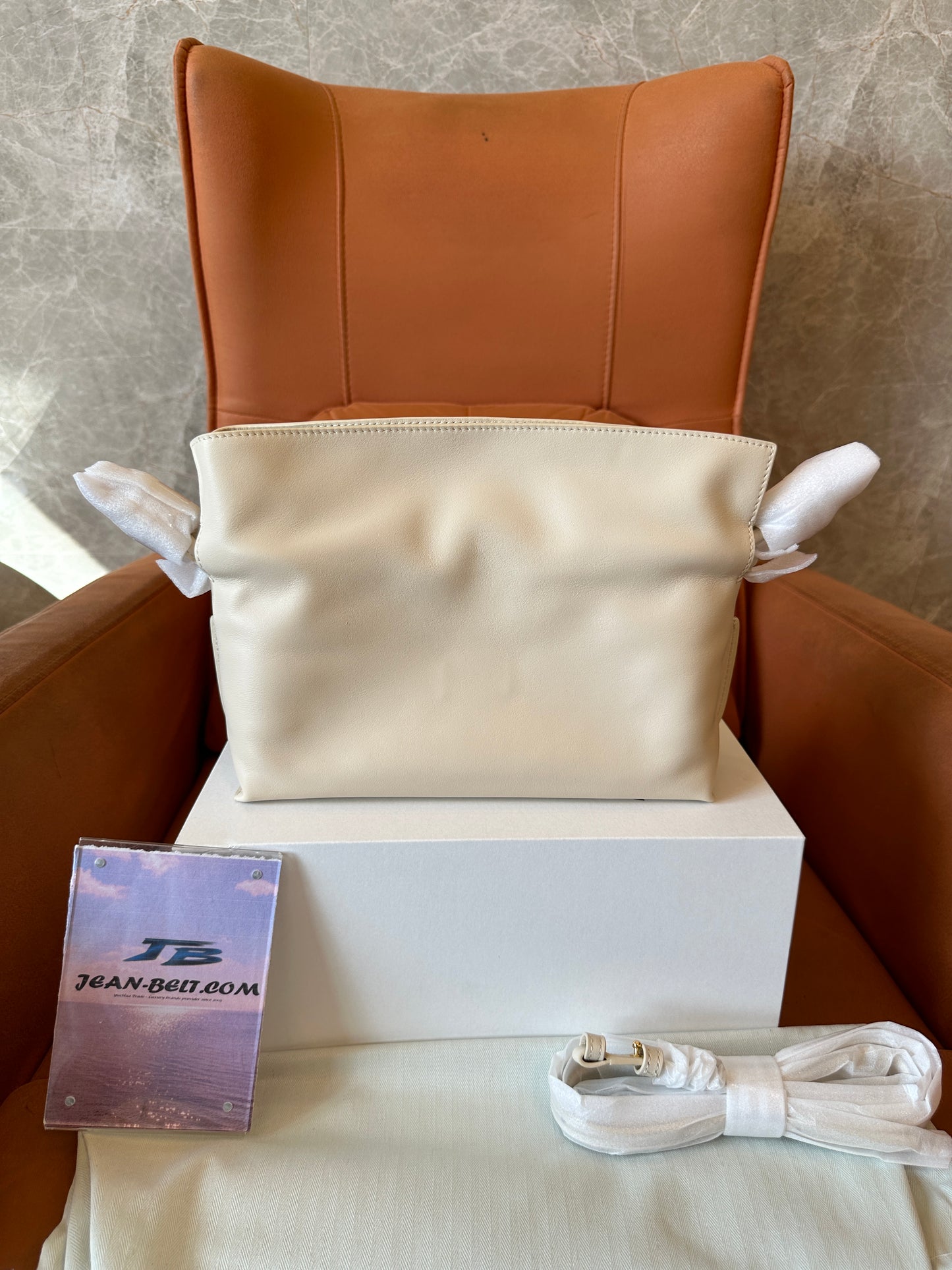 LOEWE Small Flamenco Clutch in Soft Calfskin – Cream White