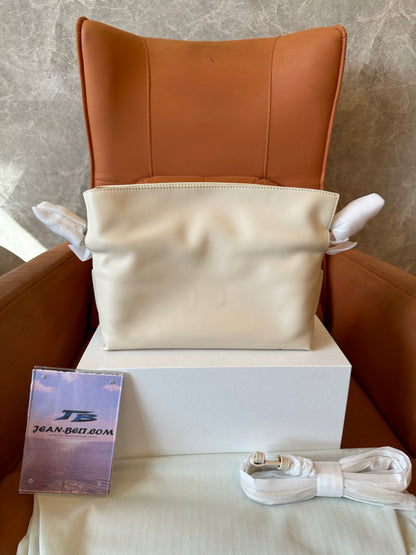 LOEWE Small Flamenco Clutch in Soft Calfskin – Cream White