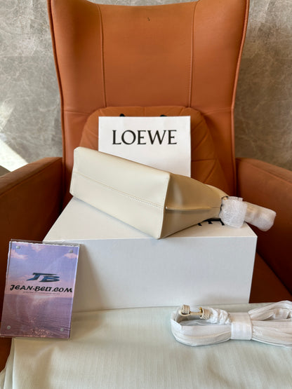 LOEWE Small Flamenco Clutch in Soft Calfskin – Cream White