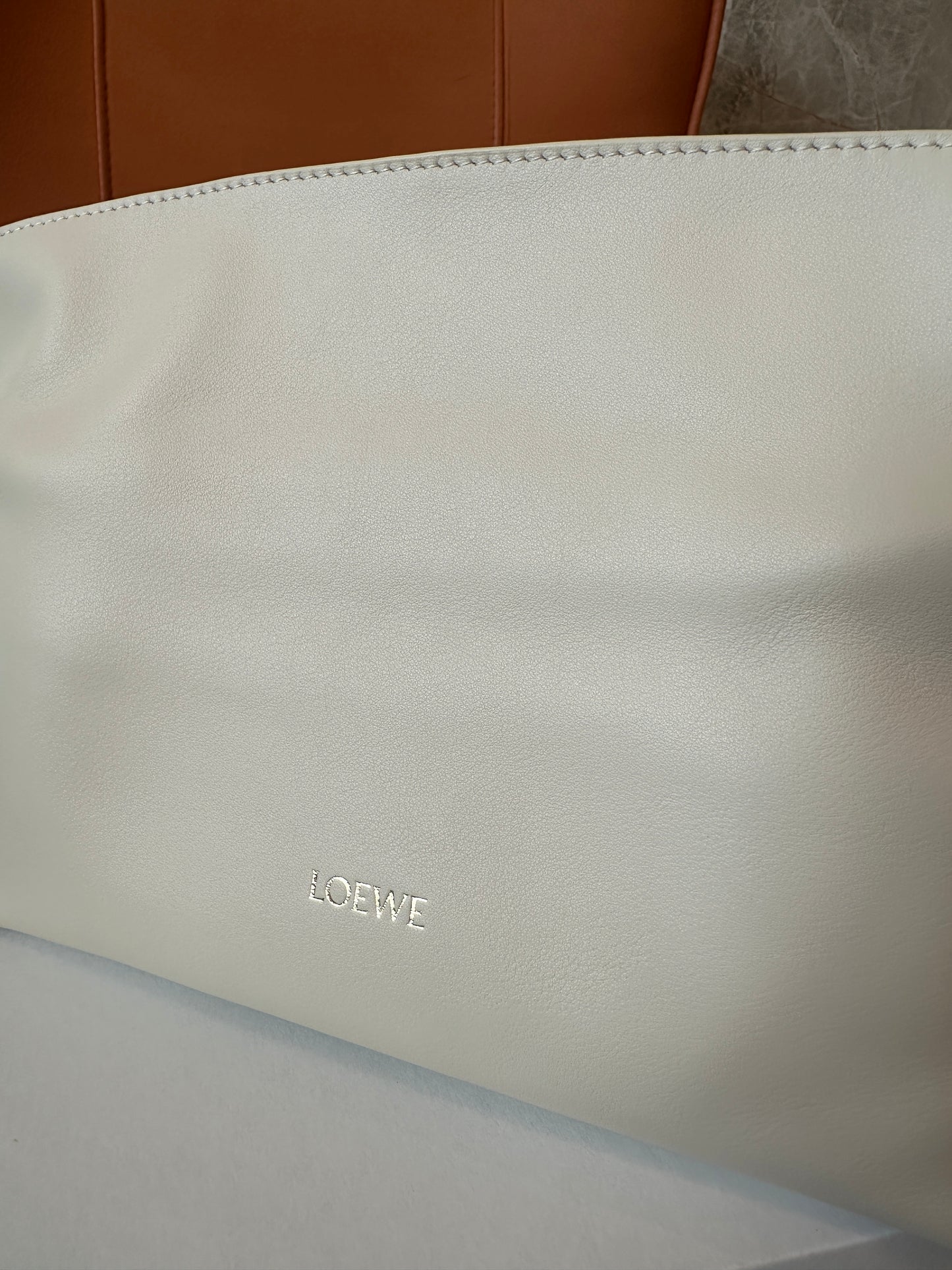 LOEWE Small Flamenco Clutch in Soft Calfskin – Cream White