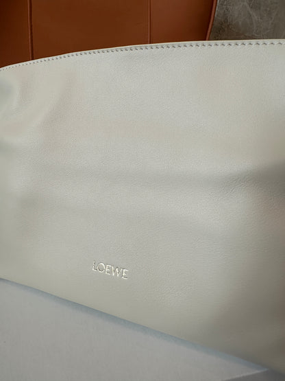 LOEWE Small Flamenco Clutch in Soft Calfskin – Cream White