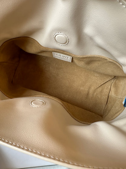 LOEWE Small Flamenco Clutch in Soft Calfskin – Cream White