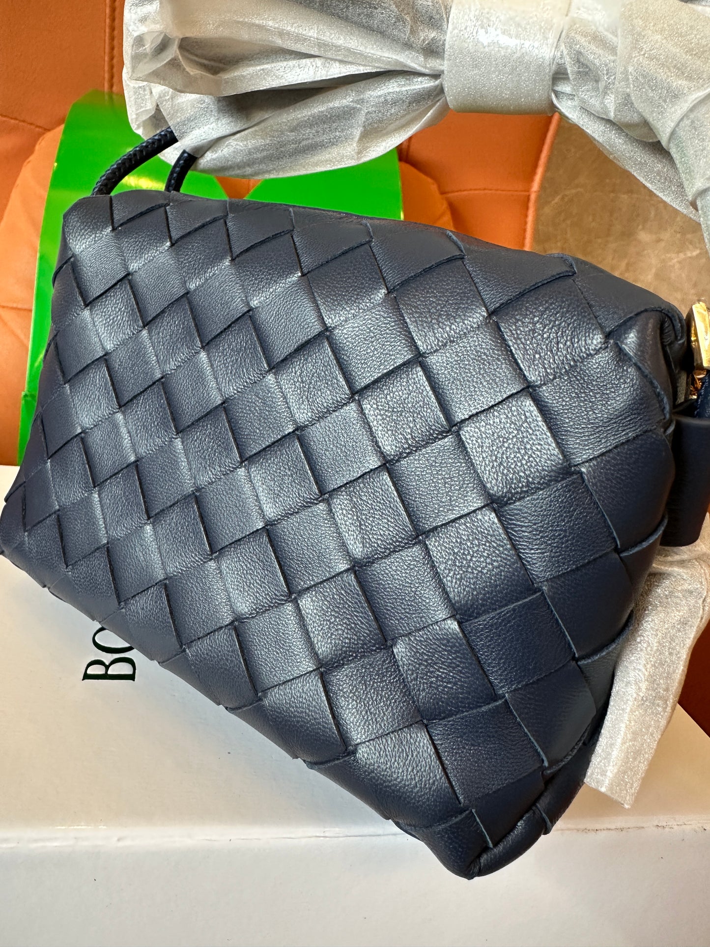 Mala a Tiracolo Mini Intrecciato Bottega Veneta em Pele Azul-Escuro