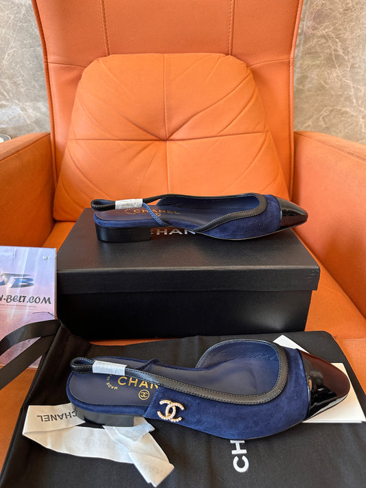 Chanel Two-Tone Slingback Heels – Luxurious Suede & Patent Leather