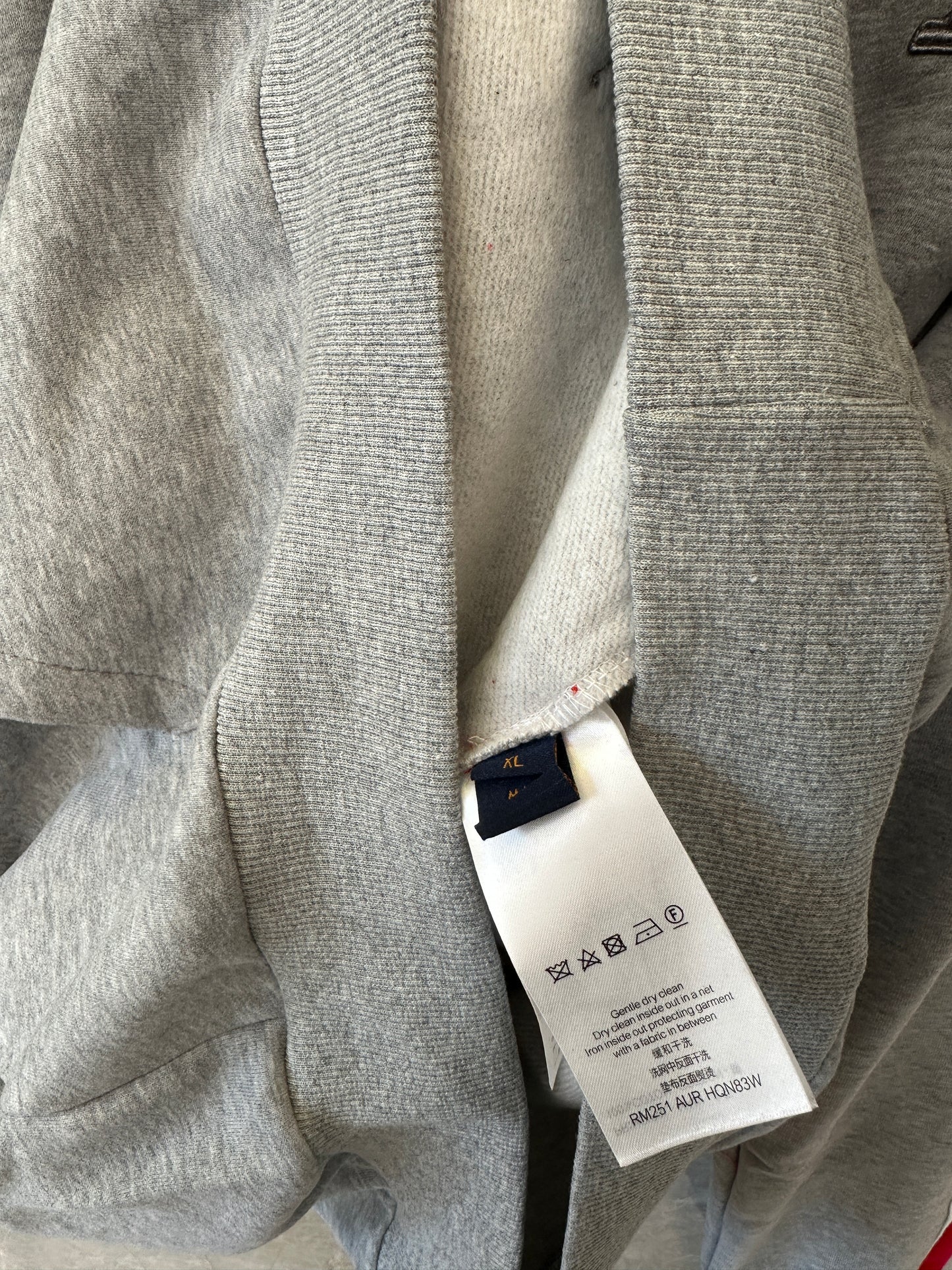 Louis Vuitton Grey & Red Logo Stripe Contrast Hoodie