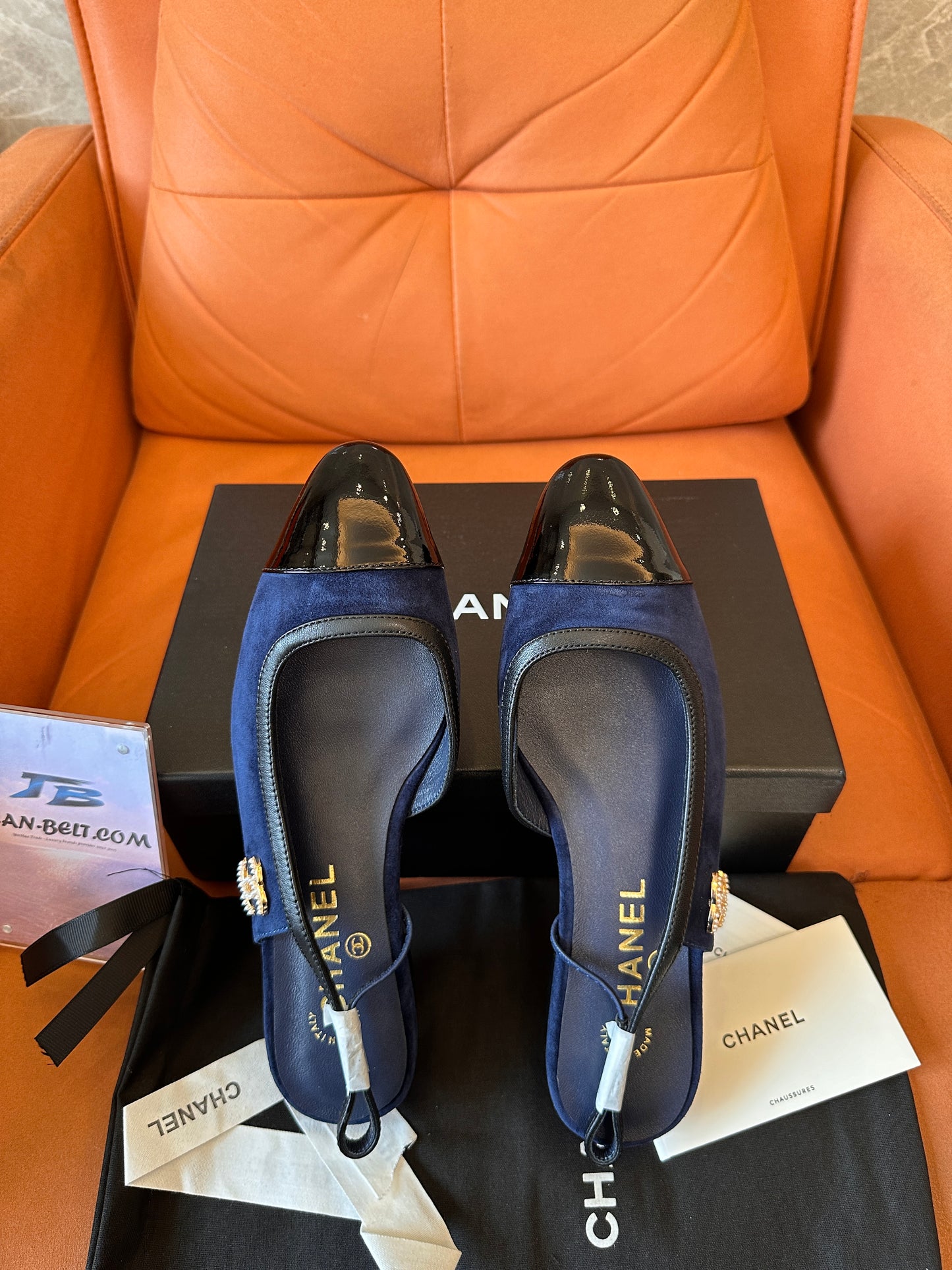 Chanel Two-Tone Slingback Heels – Luxurious Suede & Patent Leather