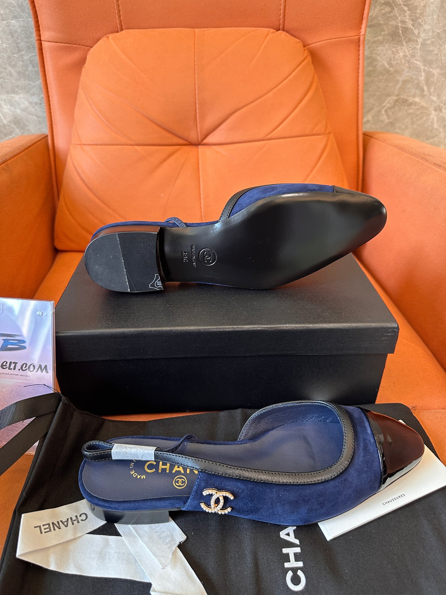 Chanel Two-Tone Slingback Heels – Luxurious Suede & Patent Leather