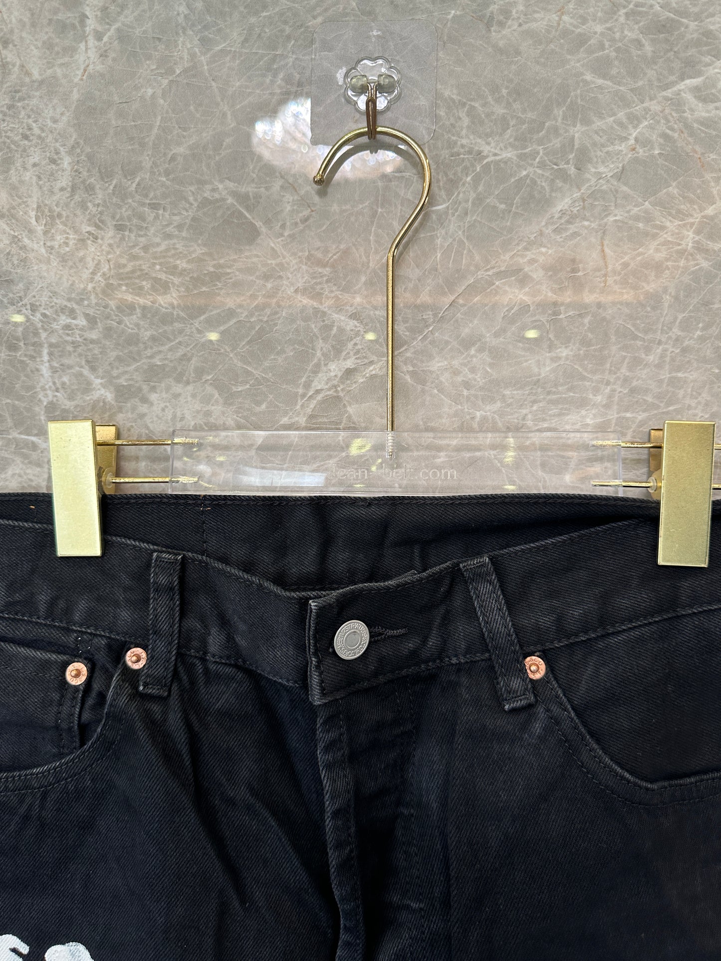 Levi’s × Denim Tears 501 Black Cotton Wreath Printed Jeans