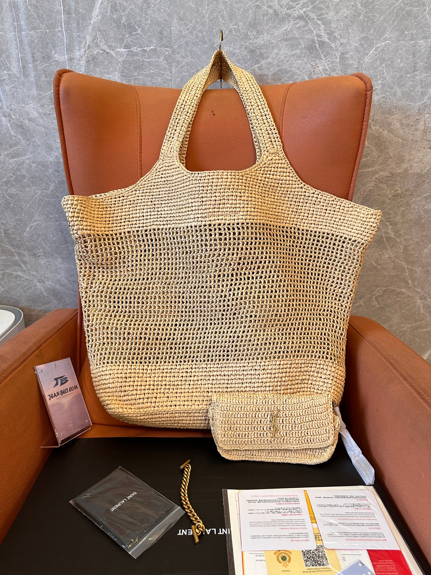 Saint Laurent Panier Raffia Tote Bag