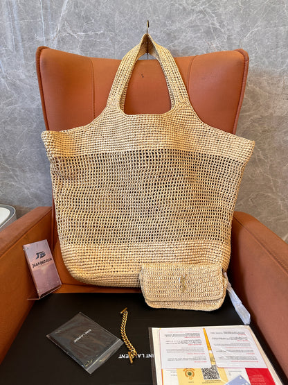 Saint Laurent Panier Raffia Tote Bag