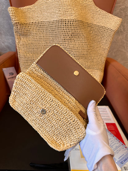 Saint Laurent Panier Raffia Tote Bag