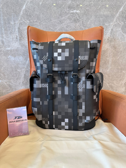 Louis Vuitton Christopher MM Backpack Pixel Monogram Eclipse Canvas