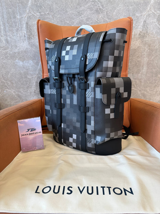 Louis Vuitton Christopher MM Backpack Pixel Monogram Eclipse Canvas