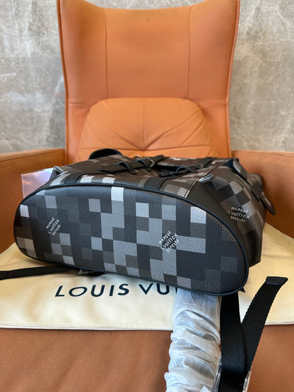 Louis Vuitton Christopher MM Backpack Pixel Monogram Eclipse Canvas