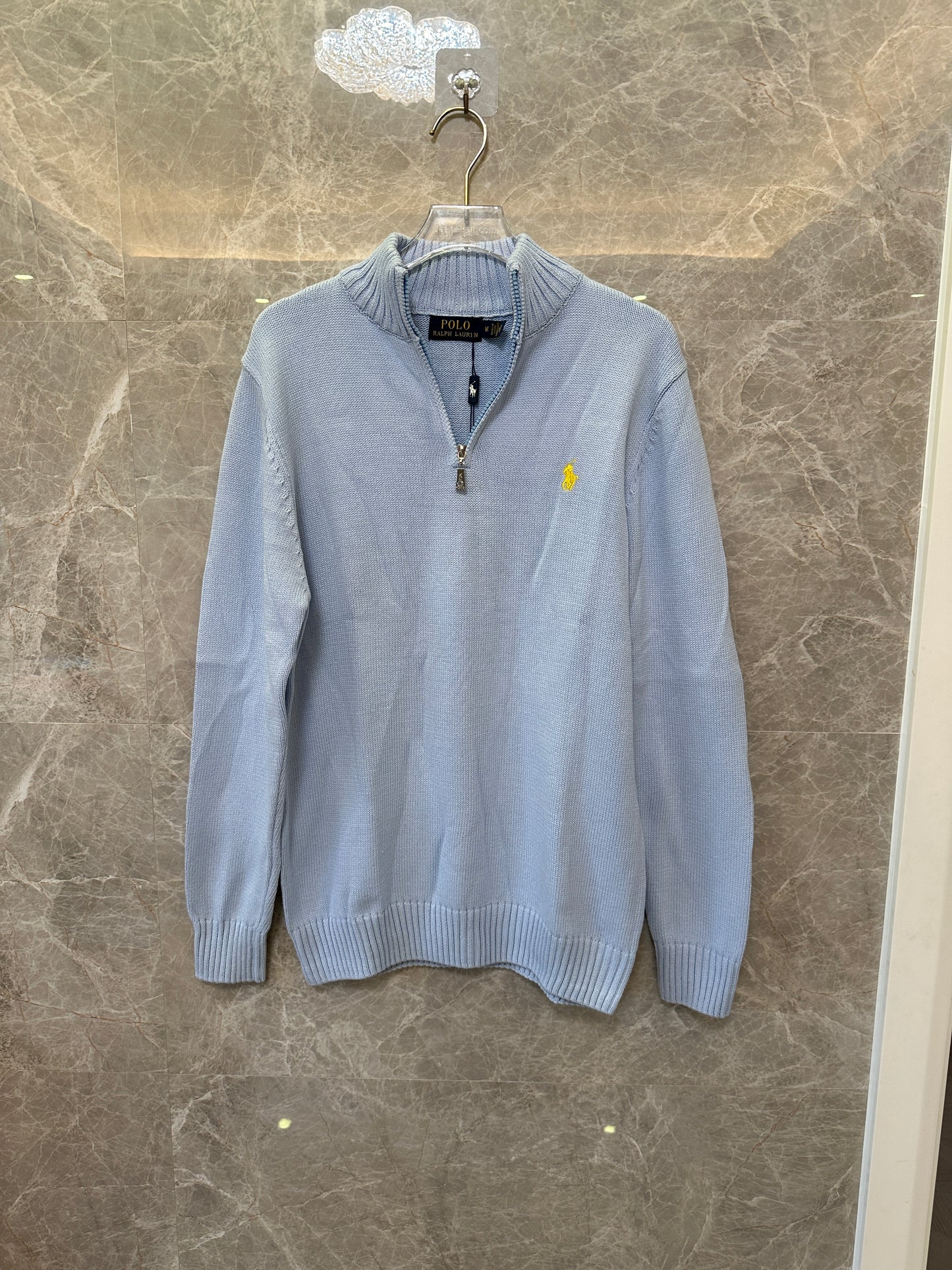 Polo Ralph Lauren Light Blue Half-Zip Sweater | Classic Men’s Knitwear
