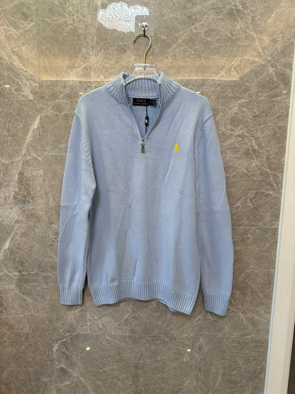 Polo Ralph Lauren Light Blue Half-Zip Sweater | Classic Men’s Knitwear