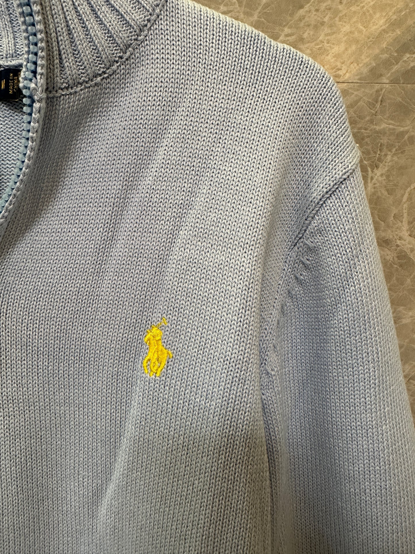 Polo Ralph Lauren Light Blue Half-Zip Sweater | Classic Men’s Knitwear