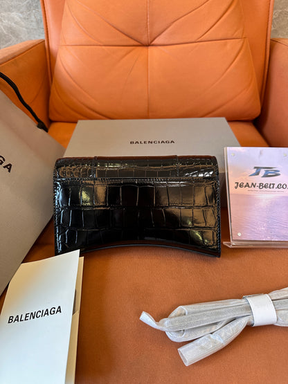 Balenciaga Crocodile-Embossed Leather Clutch