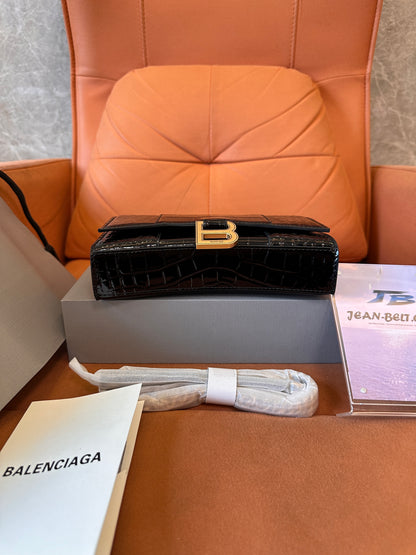 Balenciaga Crocodile-Embossed Leather Clutch