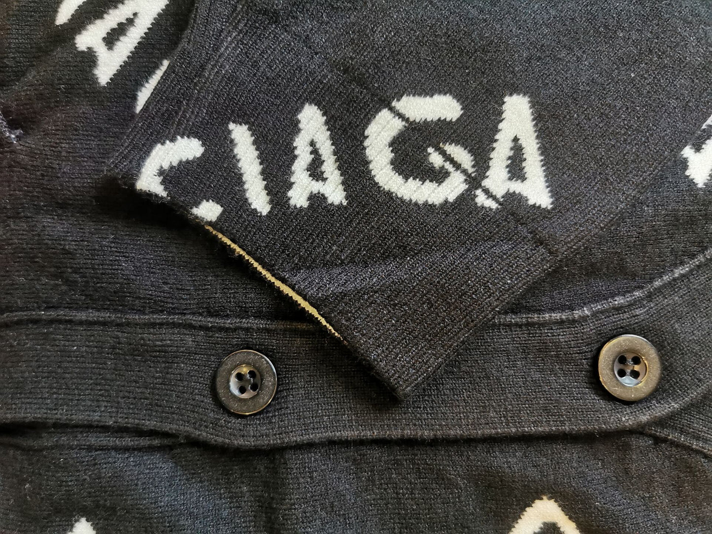 Balenciaga All-Over Logo Embroidered Cardigan in Black