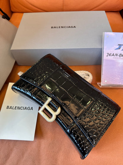 Balenciaga Crocodile-Embossed Leather Clutch