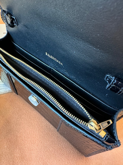 Balenciaga Crocodile-Embossed Leather Clutch