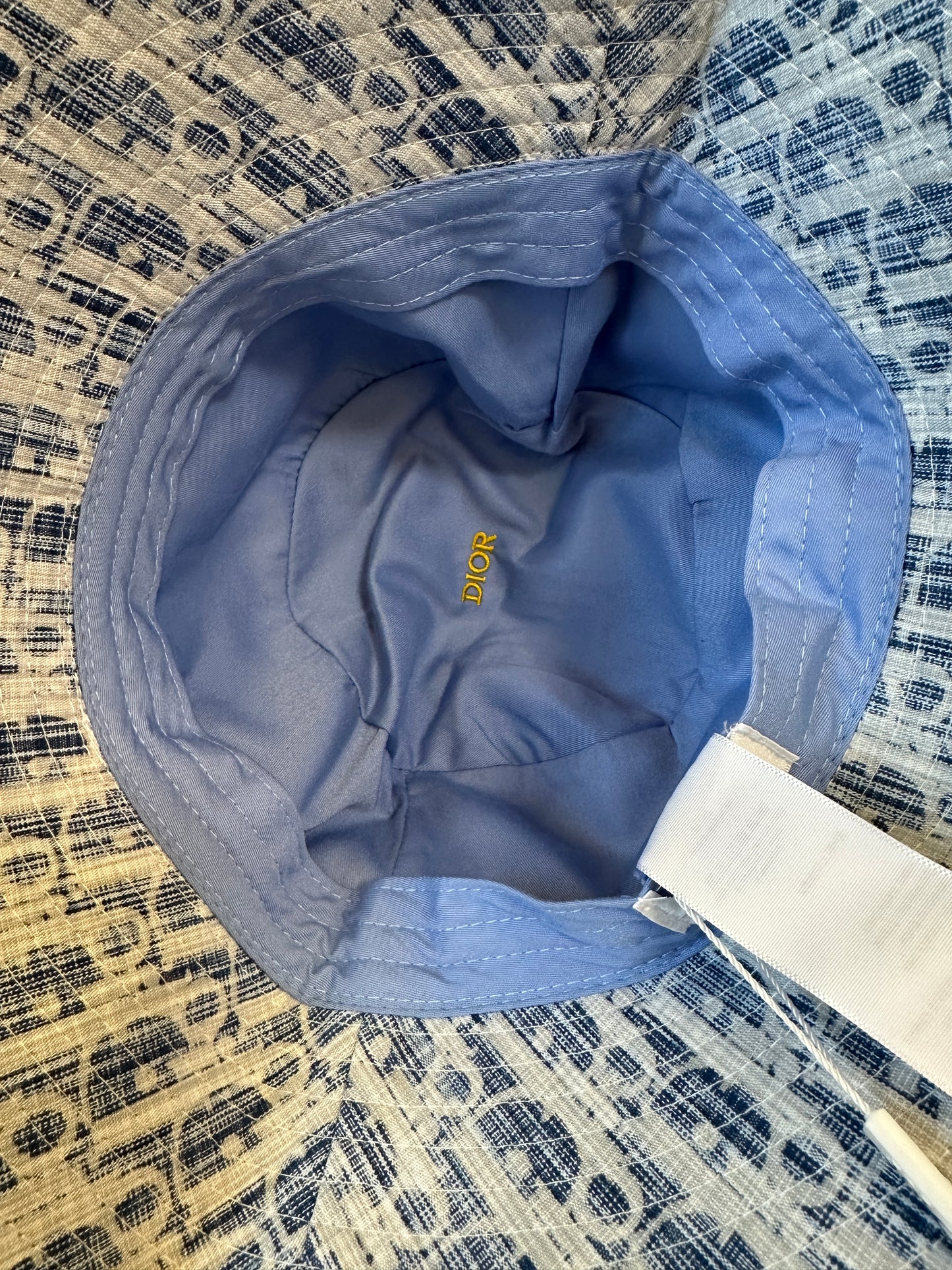 Dior Blue Oblique Embroidered Bucket Hat