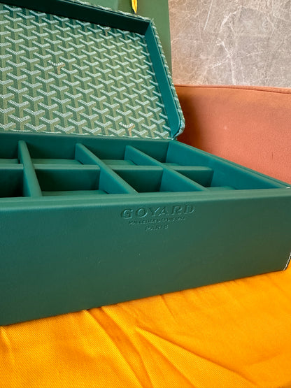 Goyard Green Luxury Watch Box with Cushioned Compartments