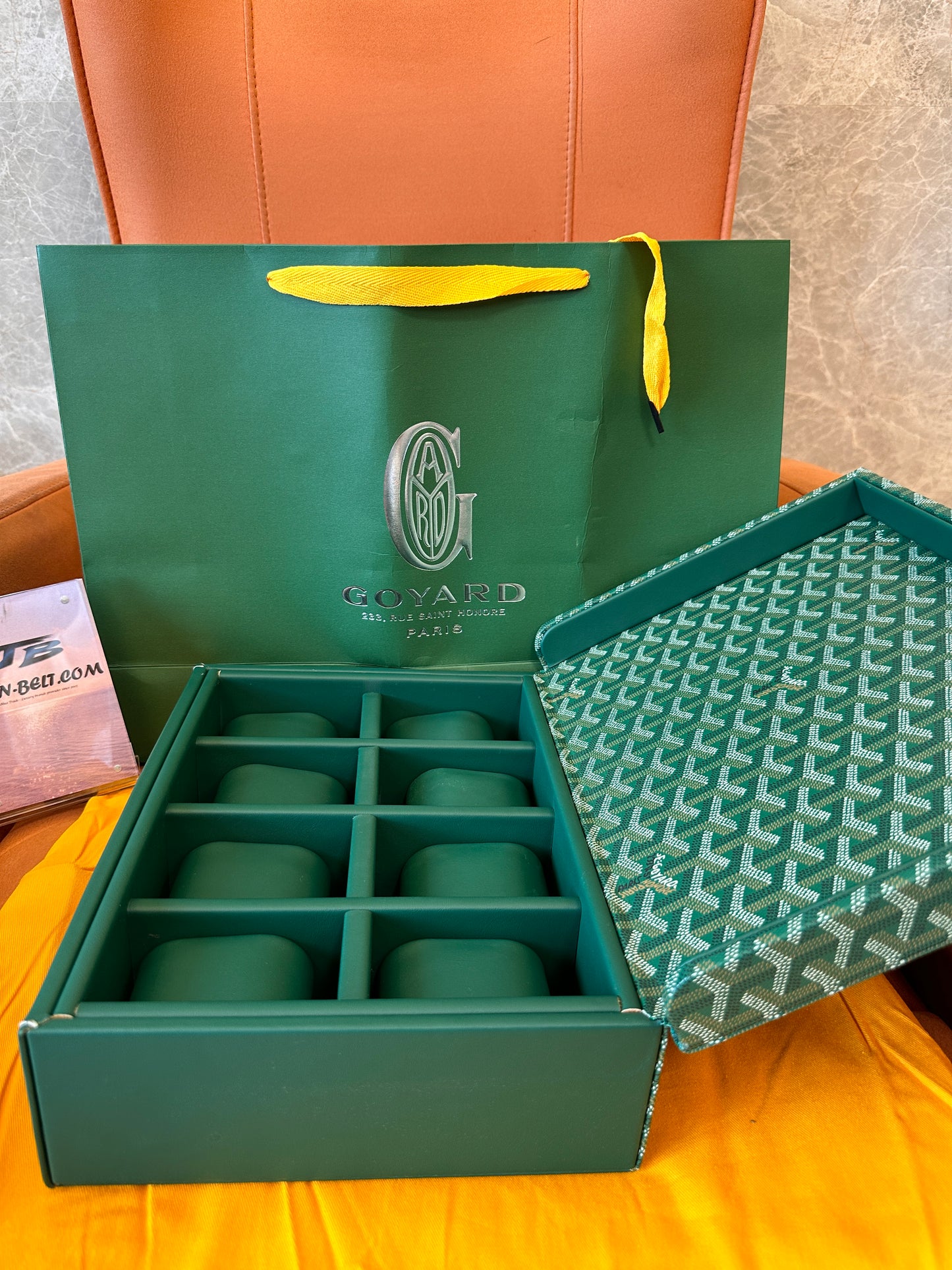 Goyard Green Luxury Watch Box with Cushioned Compartments