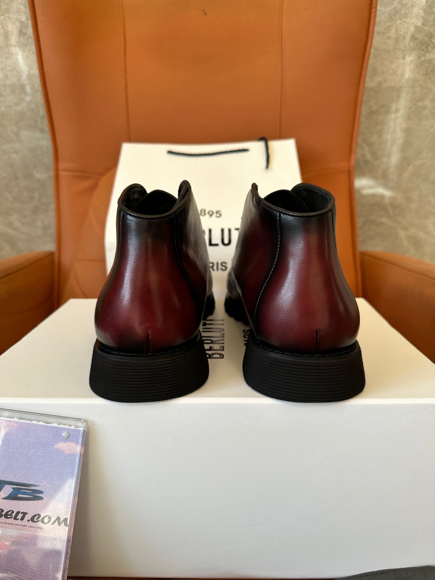 Berluti Burgundy Patina Leather Chukka Boots