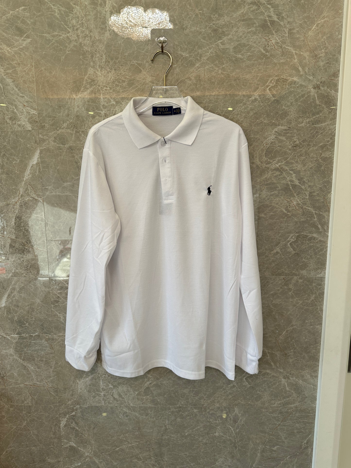 Polo Ralph Lauren White Long Sleeve Cotton Polo Shirt