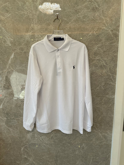 Polo Ralph Lauren White Long Sleeve Cotton Polo Shirt