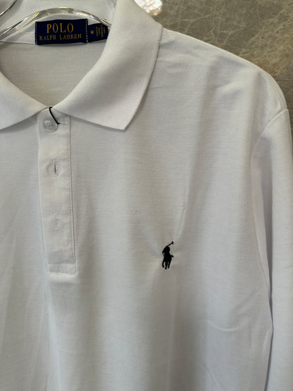 Polo Ralph Lauren White Long Sleeve Cotton Polo Shirt