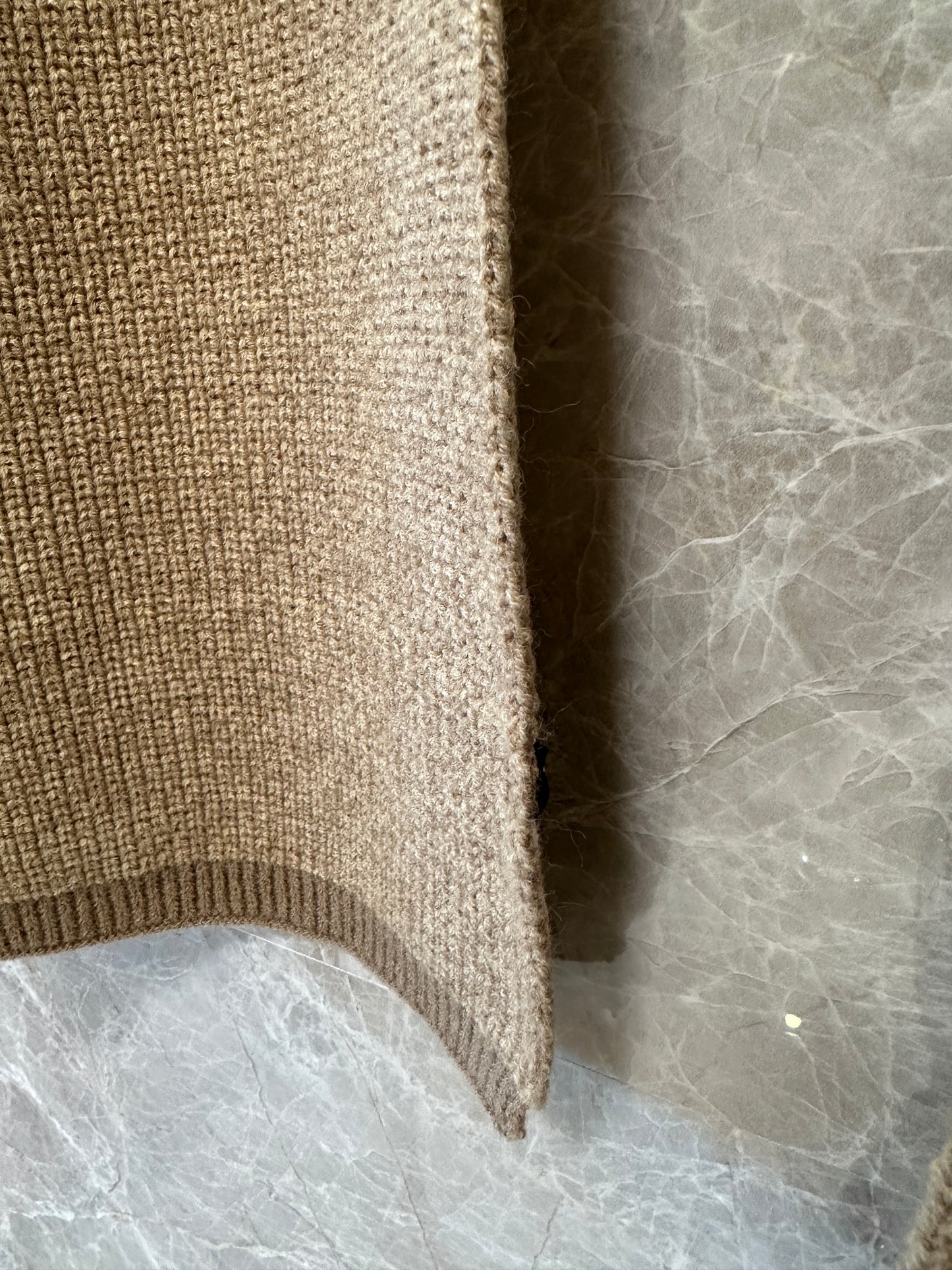 Chanel CC Logo Wool Blend Scarf – Camel Beige