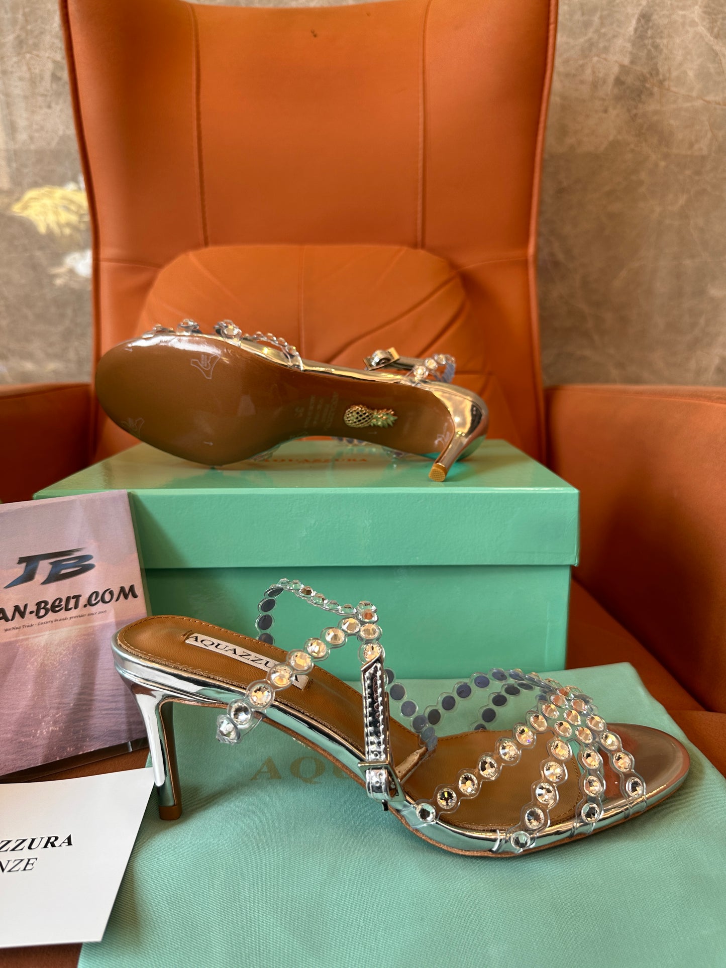Aquazzura Crystal-Embellished Metallic Heels