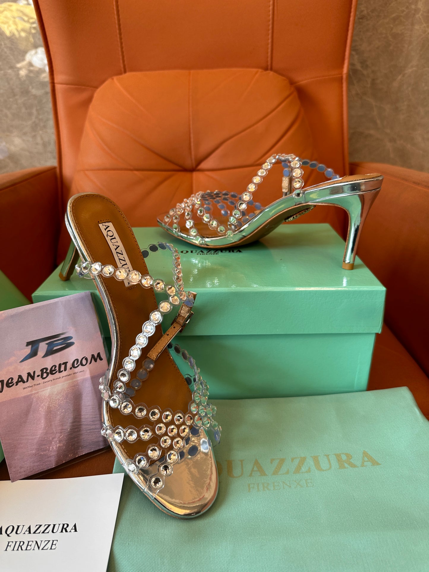 Aquazzura Crystal-Embellished Metallic Heels