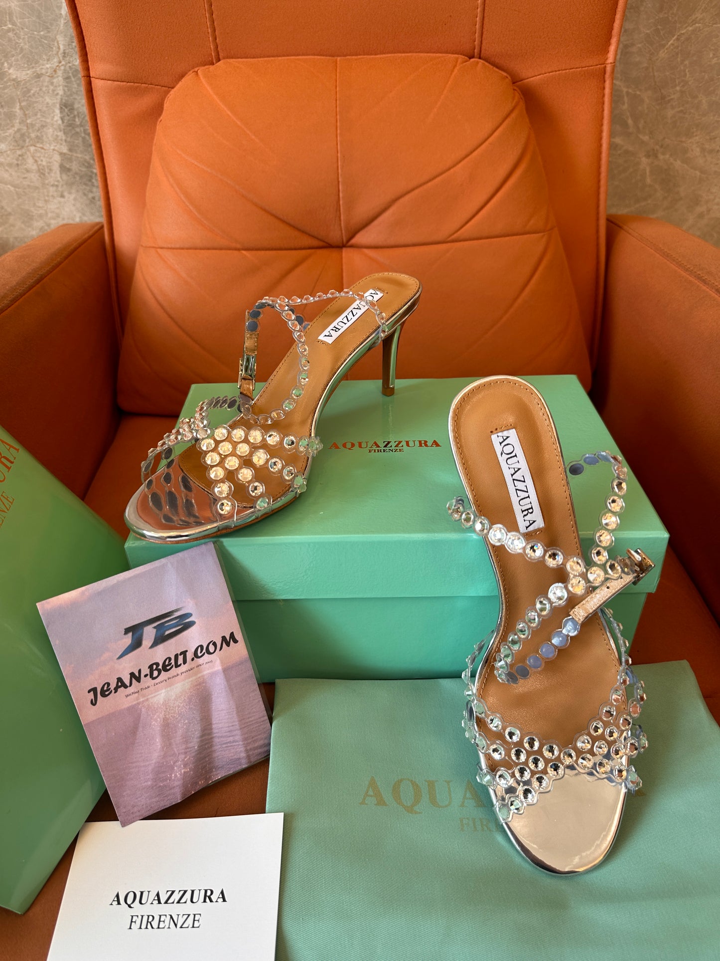 Aquazzura Crystal-Embellished Metallic Heels