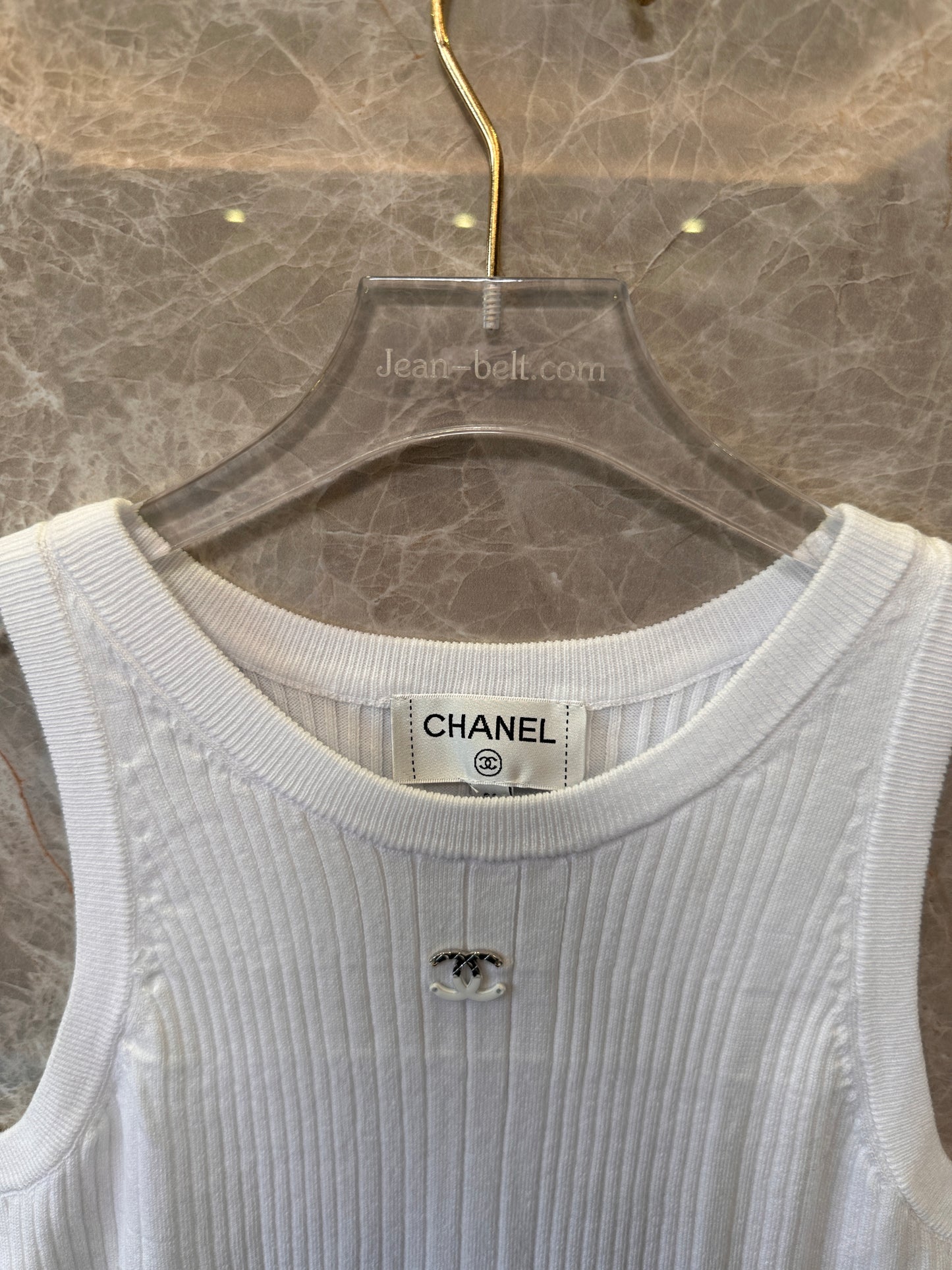 Chanel Ribbed Cotton Sleeveless Knit Dress