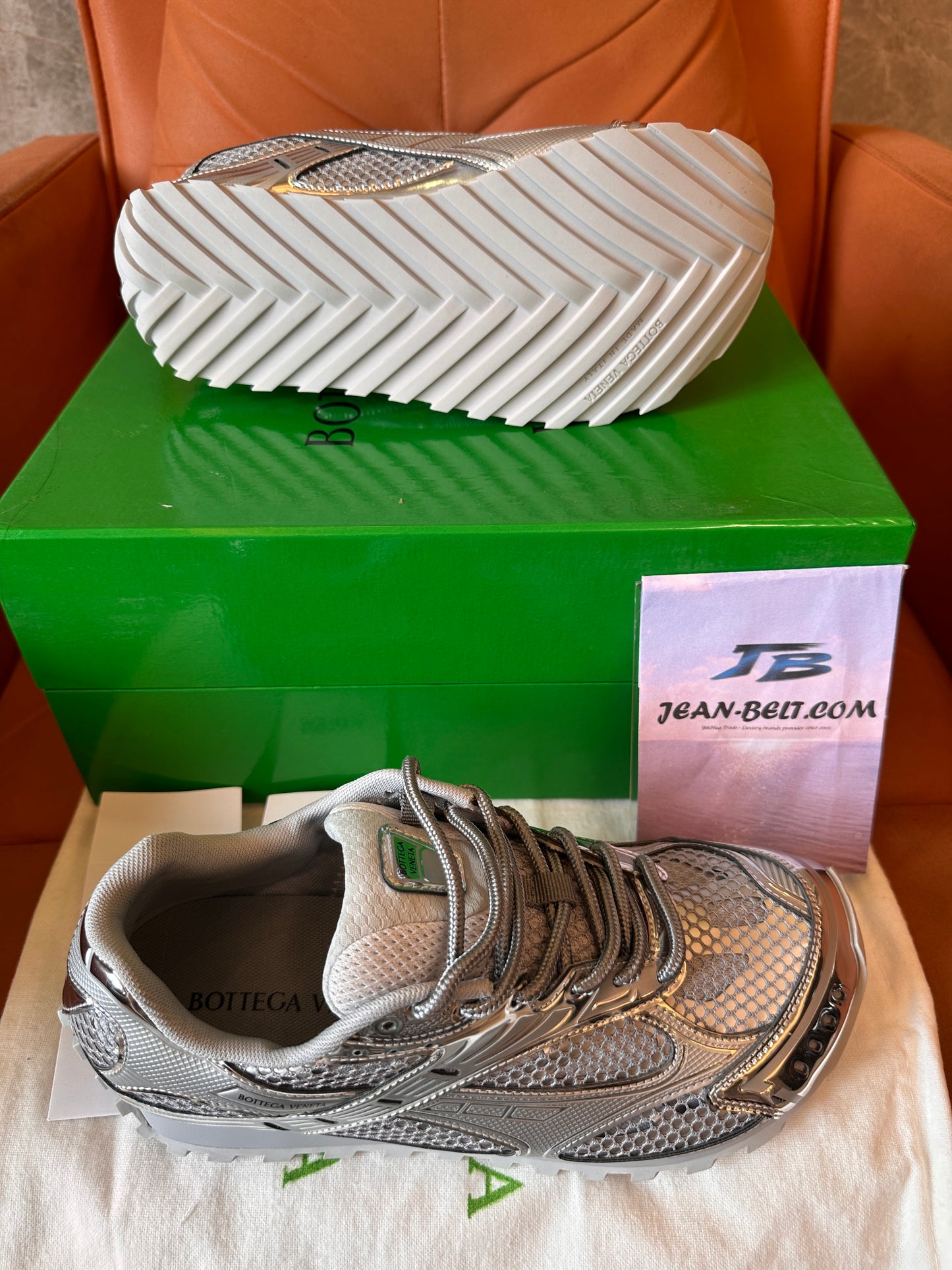 Zapatillas Bottega Veneta Flash Runner – plata metalizada