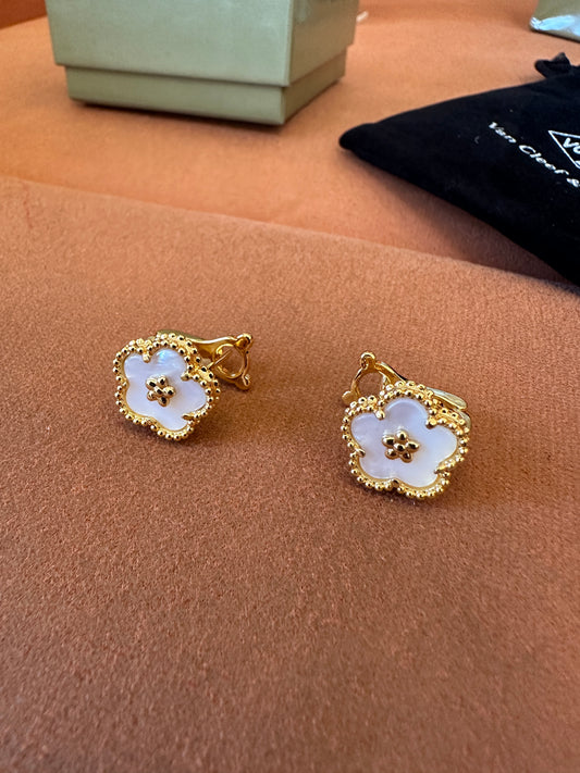 Van Cleef & Arpels Vintage Alhambra Earrings – 18K Yellow Gold & Mother of Pearl