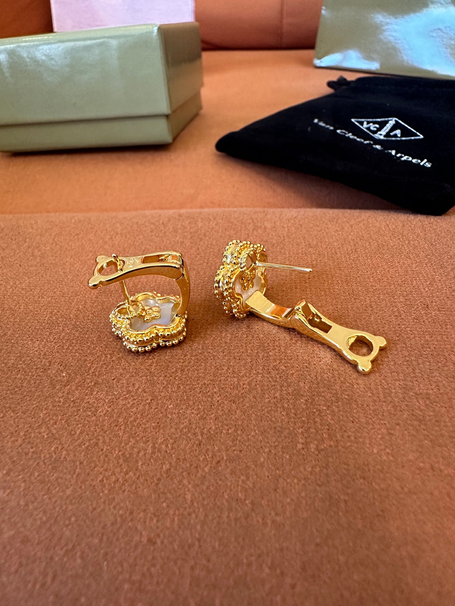 Van Cleef & Arpels Vintage Alhambra Earrings – 18K Yellow Gold & Mother of Pearl